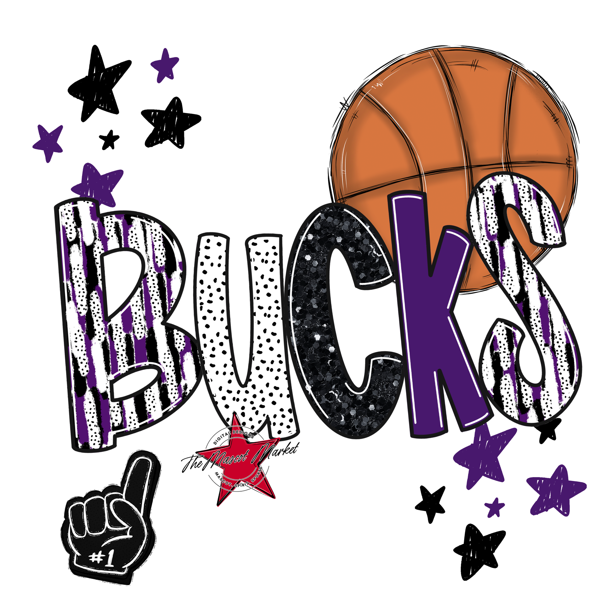 Bucks Basketball Scrape-Purple