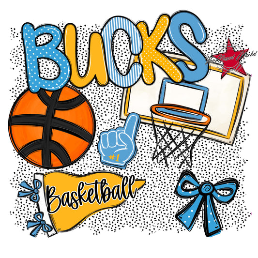 Bucks Basketball Spirit-Carolina Blue & Yellow