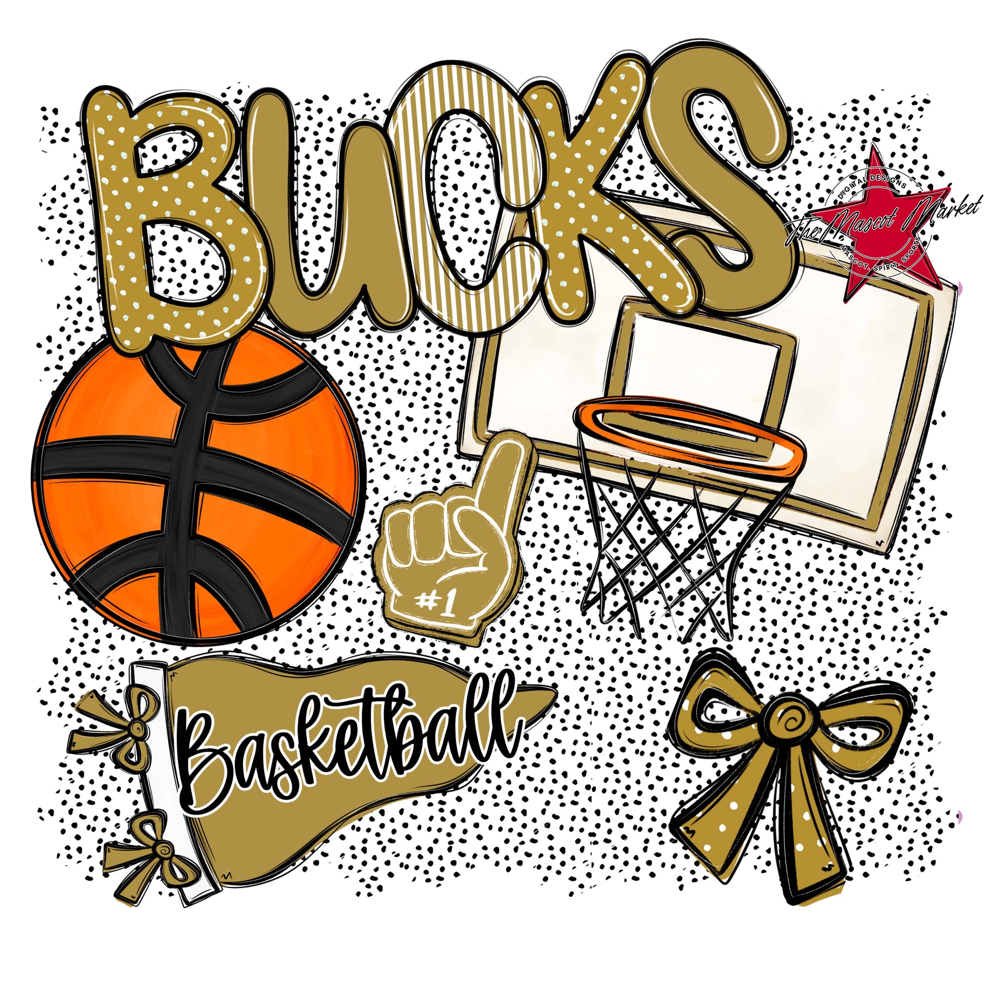 Bucks Basketball Spirit-Gold