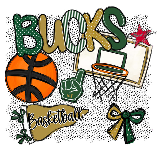 Bucks Basketball Spirit-Green & Gold