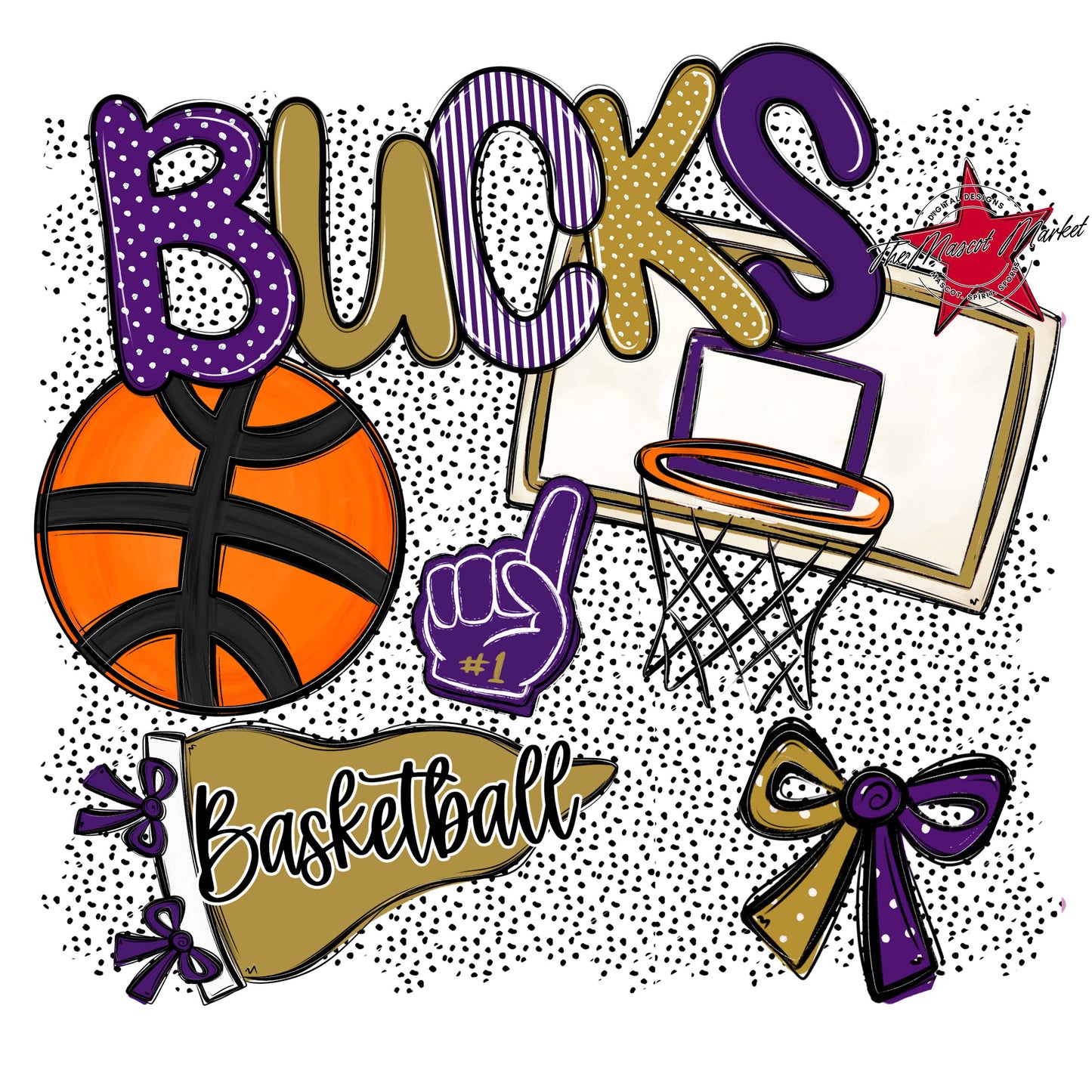 Bucks Basketball Spirit-Purple & Gold
