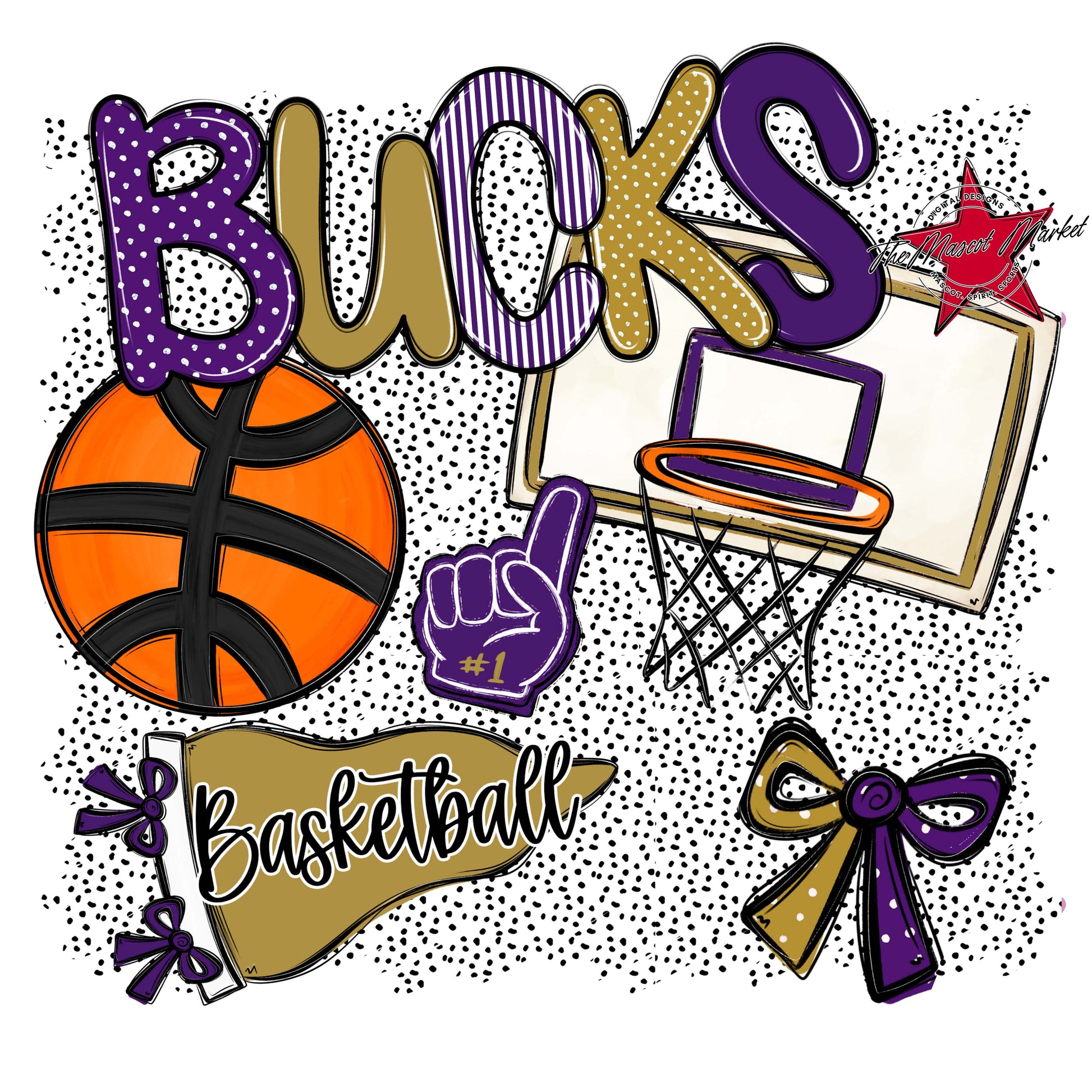 Bucks Basketball Spirit-Purple & Gold