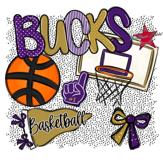 Bucks Basketball Spirit-Purple & Gold