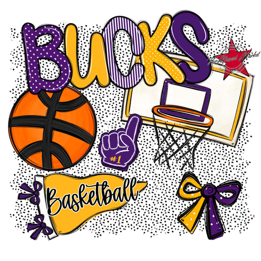 Bucks Basketball Spirit-Purple & Yellow