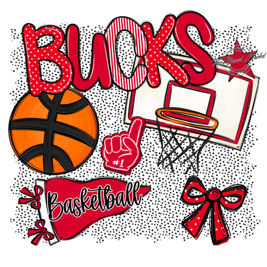 Bucks Basketball Spirit-Red