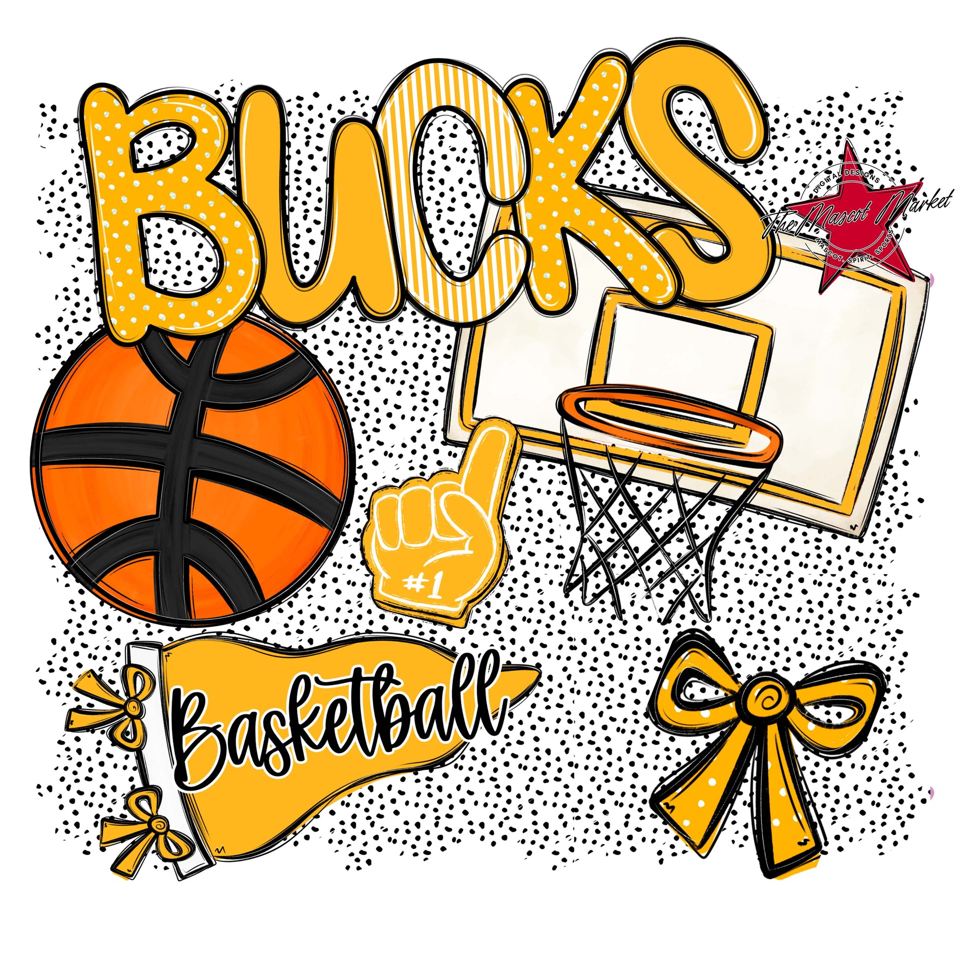 Bucks Basketball Spirit-Yellow