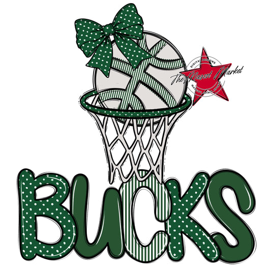 Bucks Basketball Spirit Design-Green
