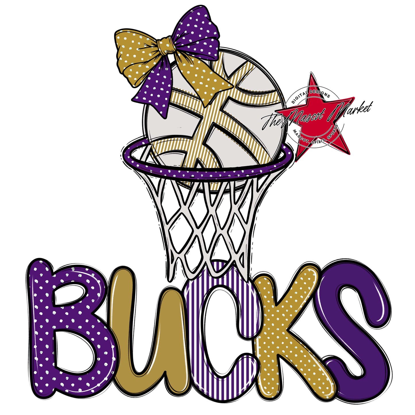 Bucks Basketball Spirit Design-Purple & Gold