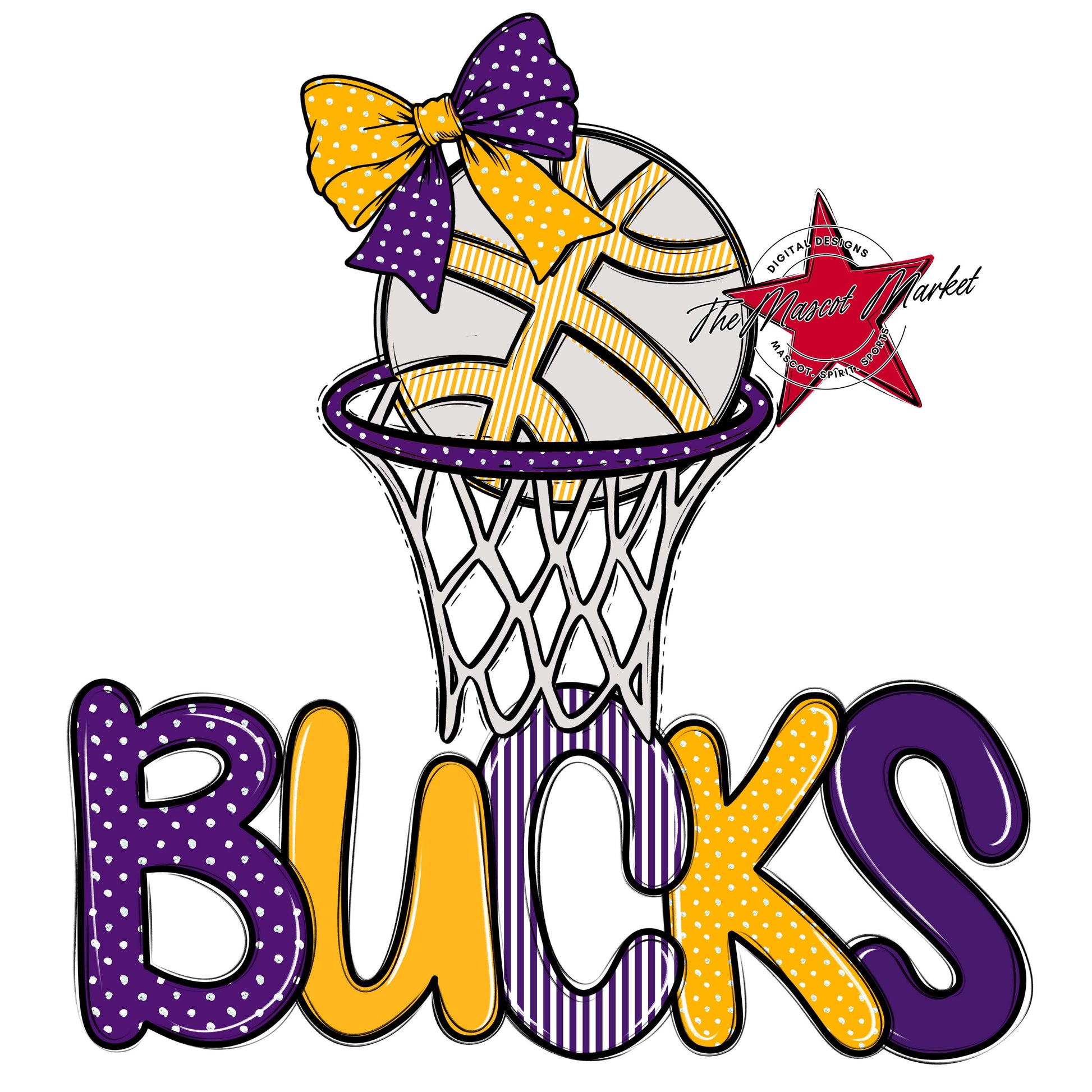 Bucks Basketball Spirit Design-Purple & Yellow