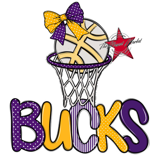 Bucks Basketball Spirit Design-Purple & Yellow