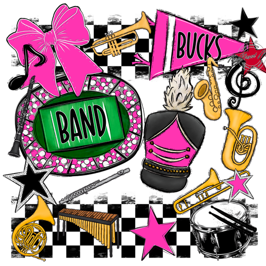 Bucks Checkers Band Spirit Design-Pink