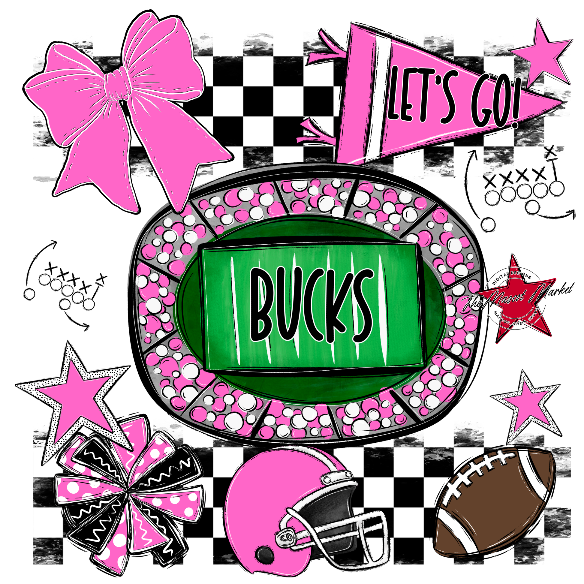 Bucks Checkers Spirit Design-Baby Pink