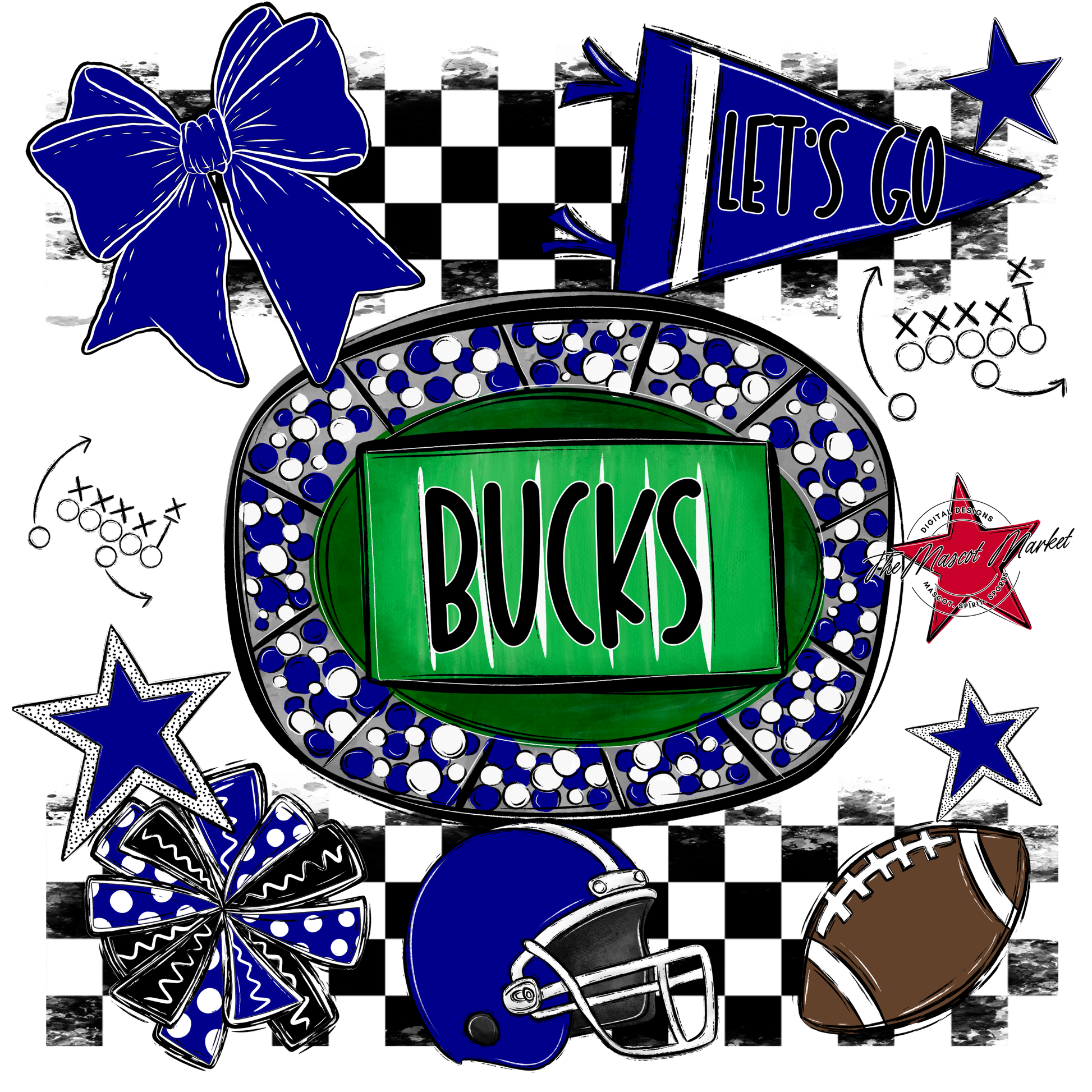 Bucks Checkers Spirit Design-Blue