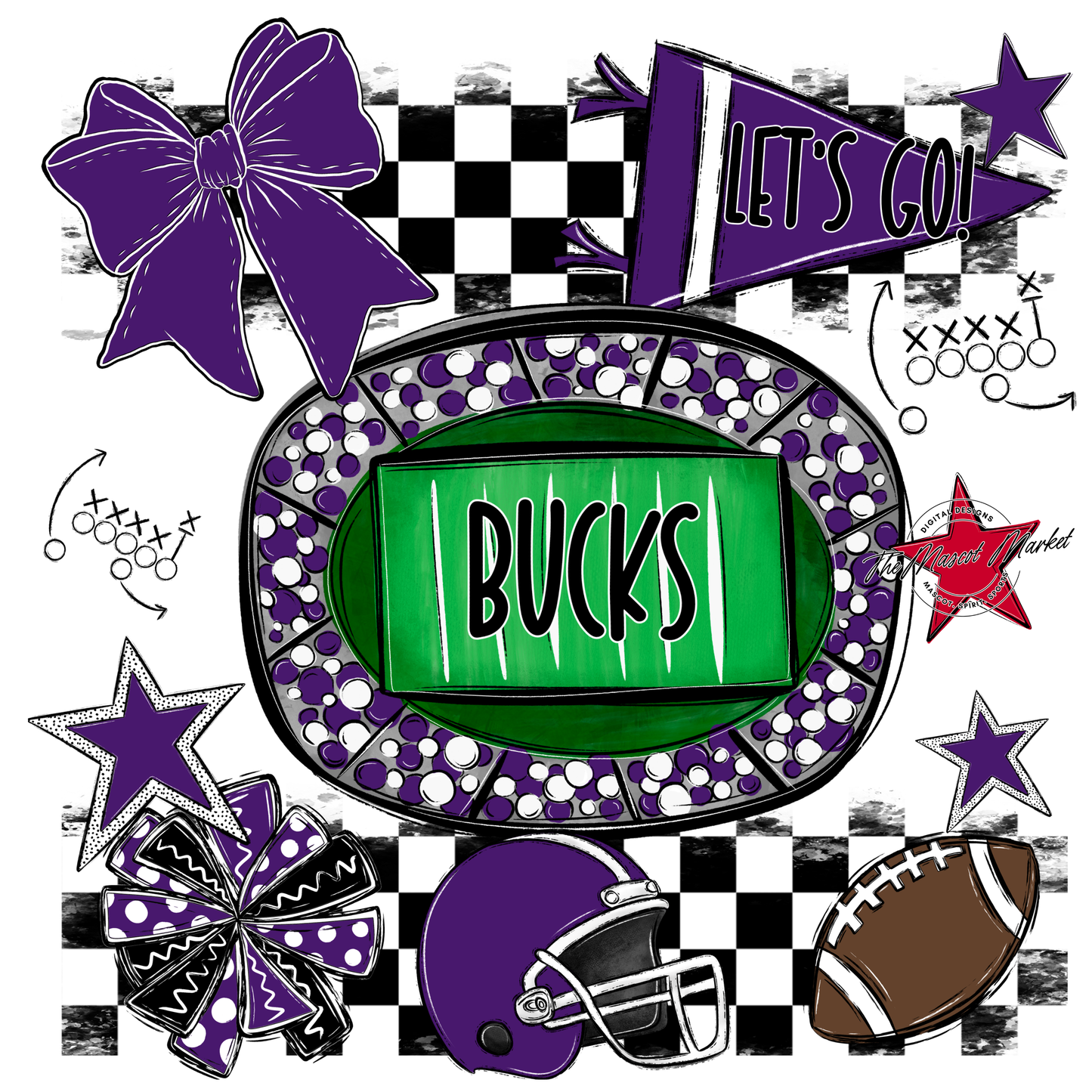 Bucks Checkers Spirit Design-Purple
