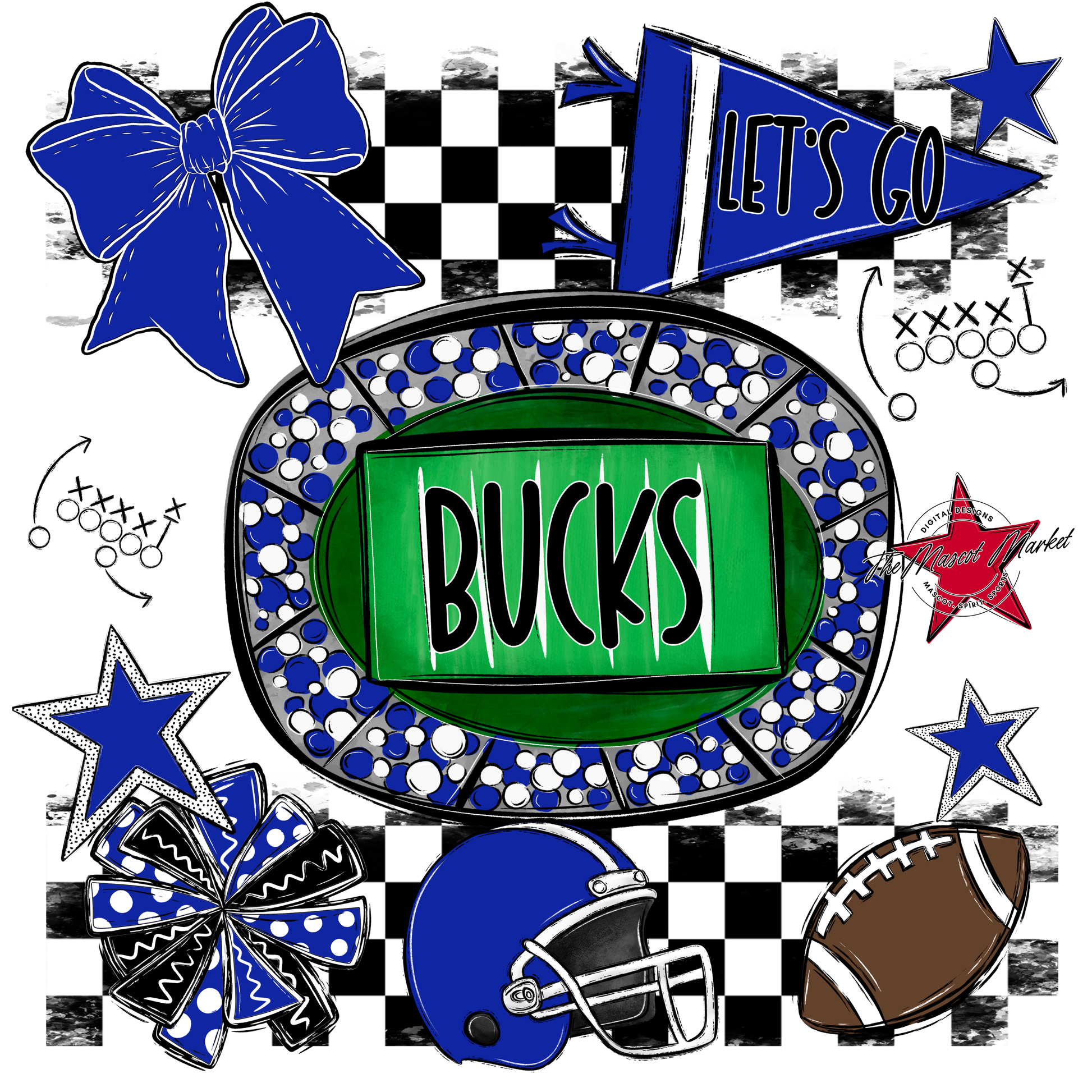 Bucks Checkers Spirit Design-Royal Blue