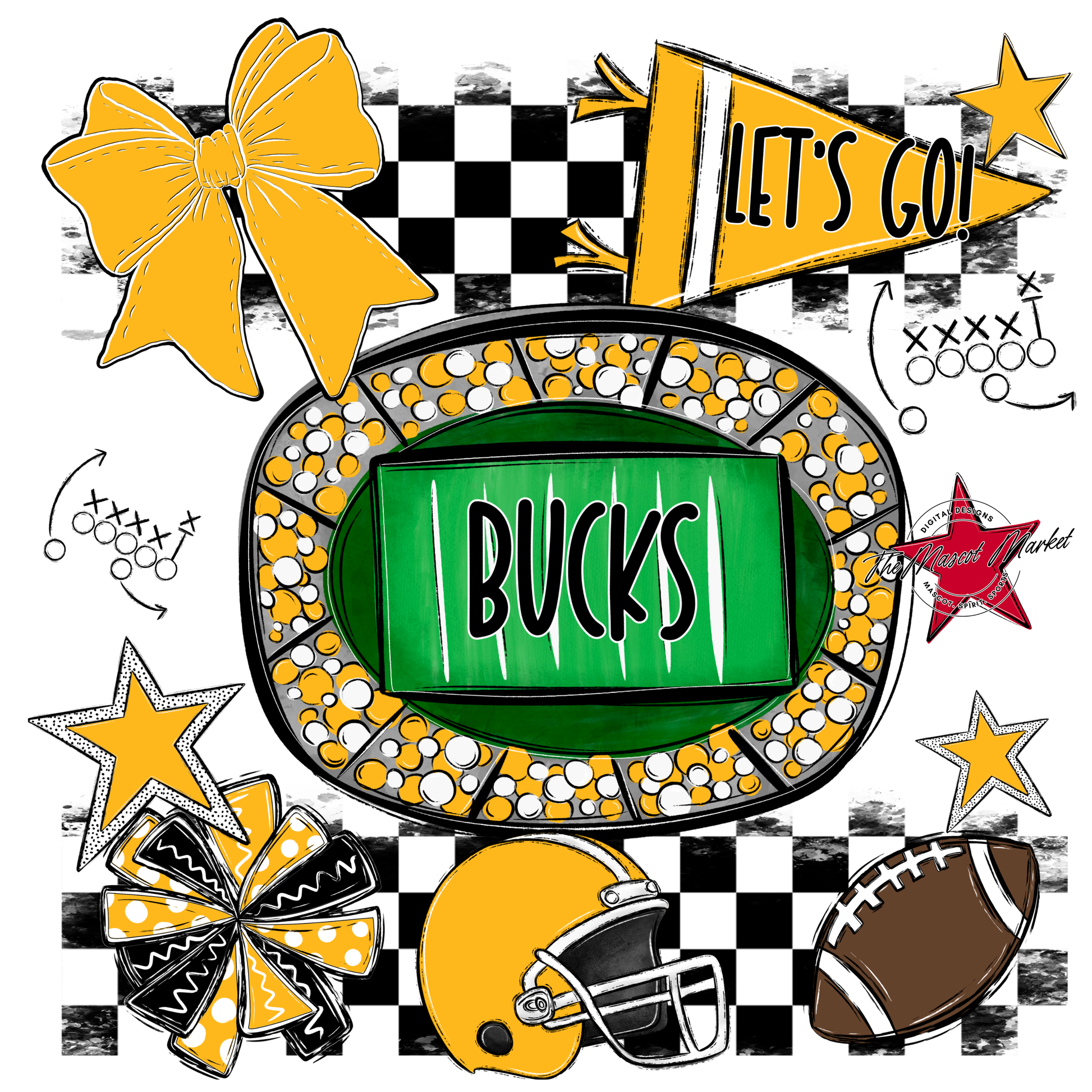 Bucks Checkers Spirit Design-Yellow