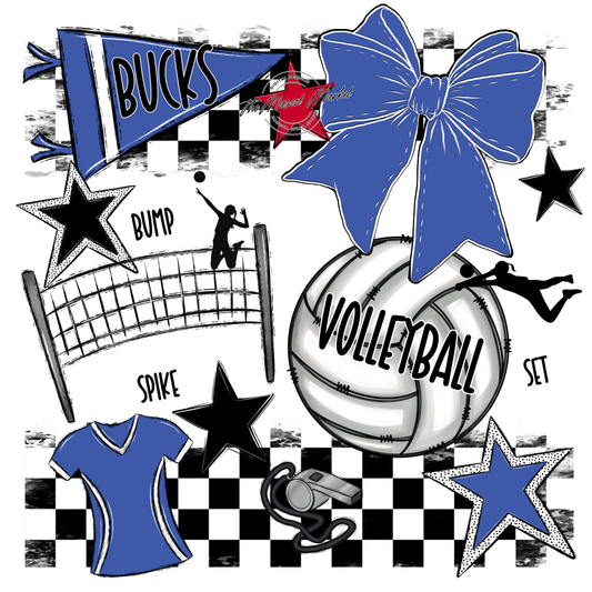 Bucks Checkers Volleyball Spirit Design-Off Blue