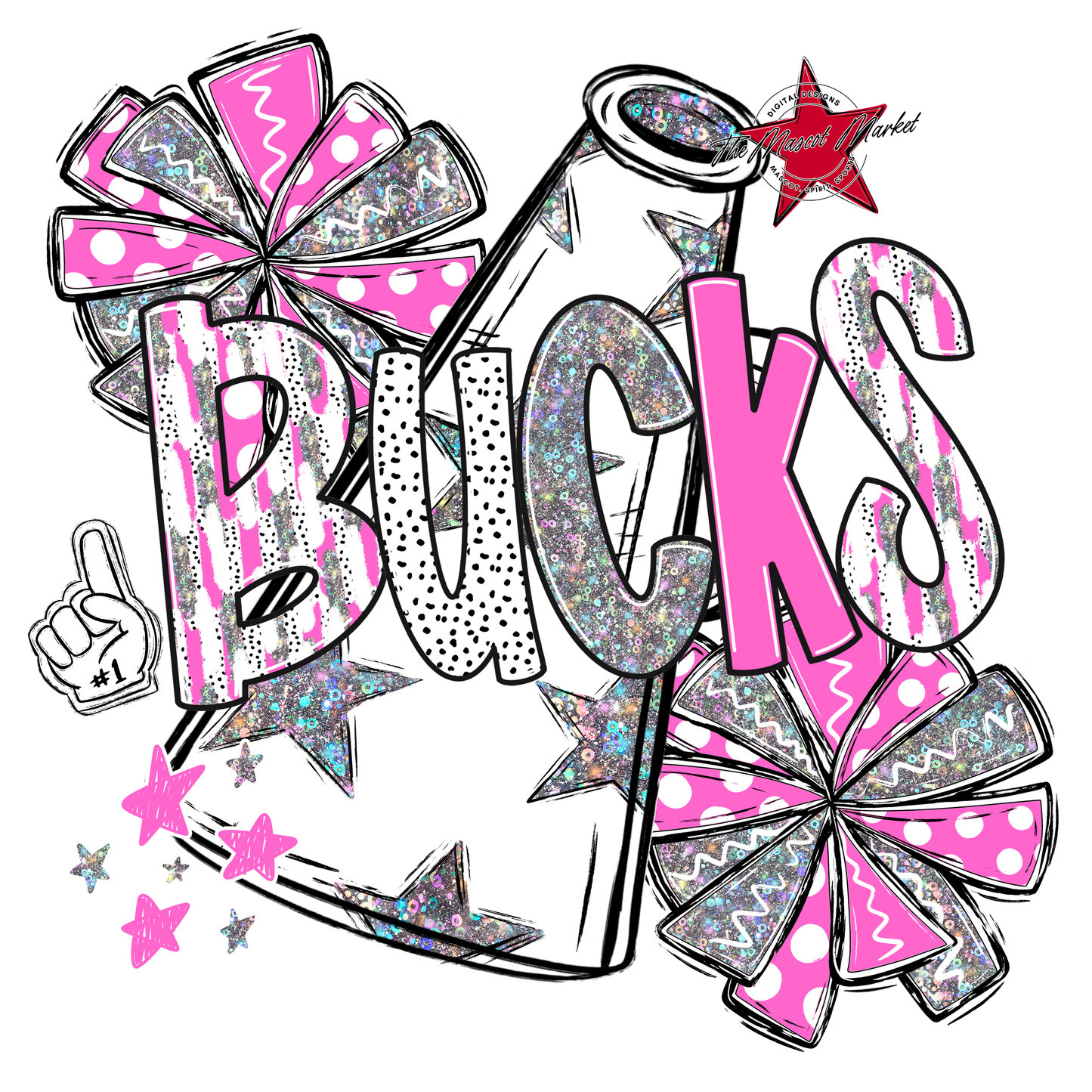 Bucks Cheer Megaphone Scrape-Baby Pink