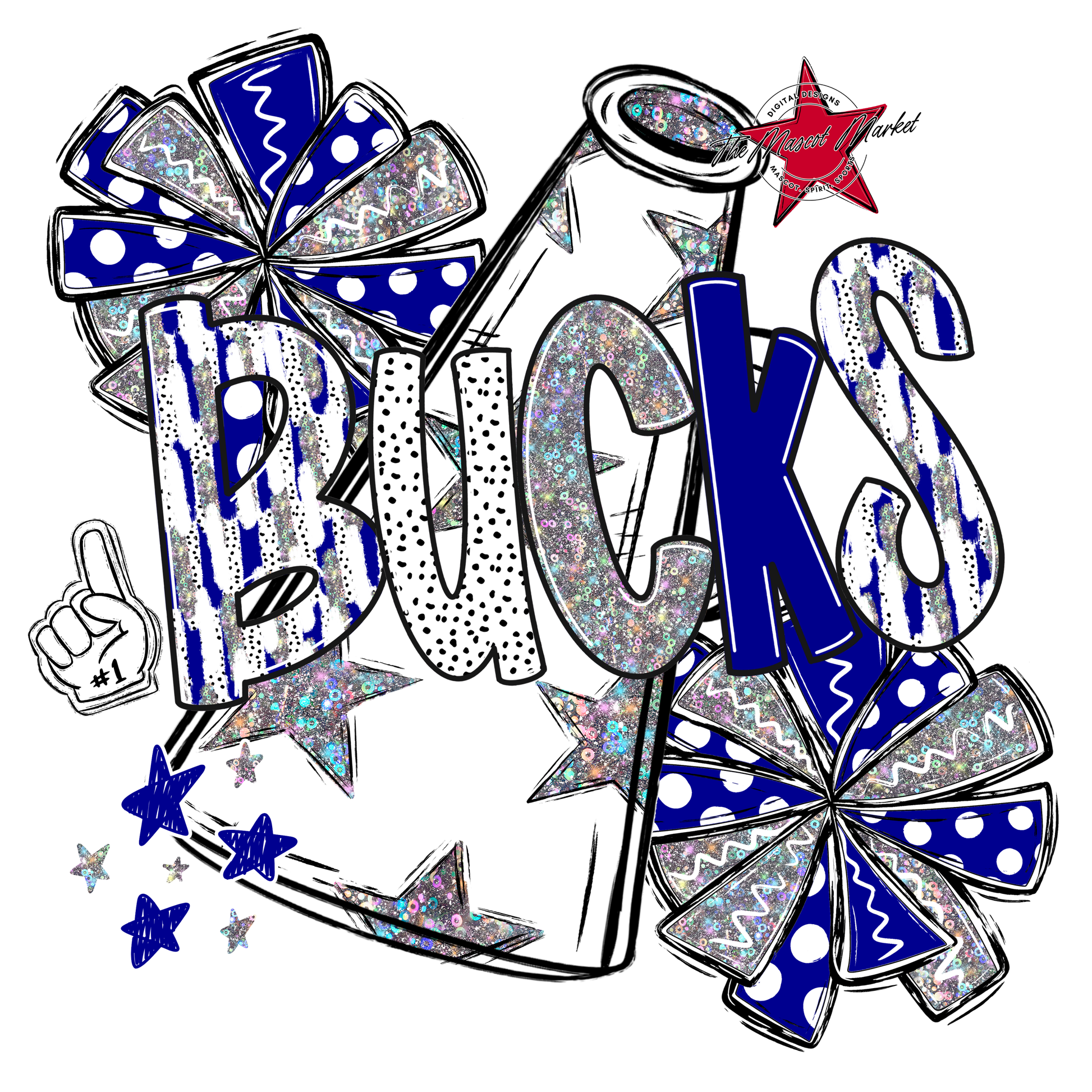 Bucks Cheer Megaphone Scrape-Blue