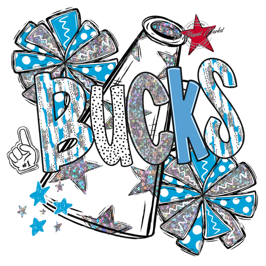 Bucks Cheer Megaphone Scrape-Carolina Blue