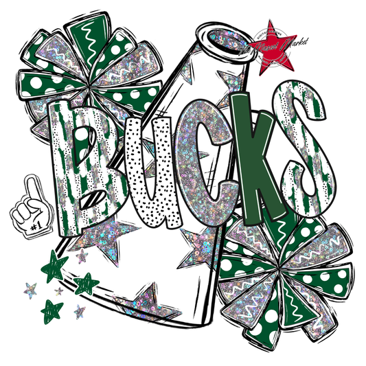 Bucks Cheer Megaphone Scrape-Green