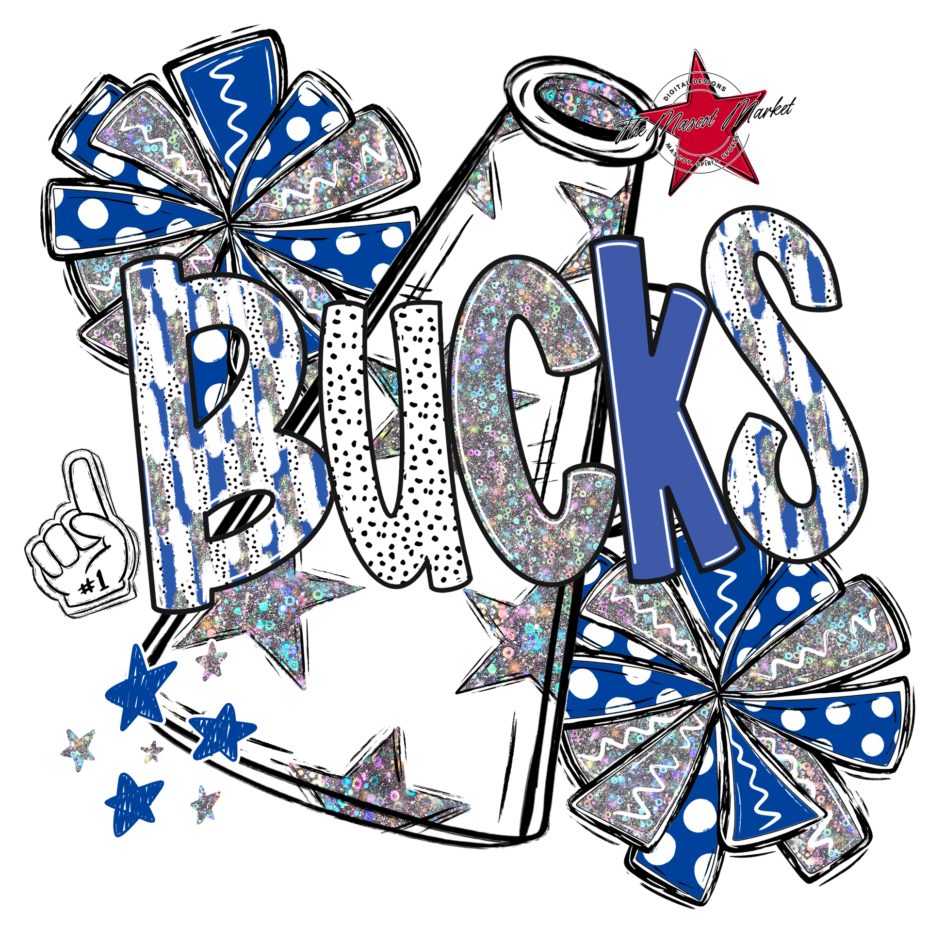 Bucks Cheer Megaphone Scrape-Off Blue