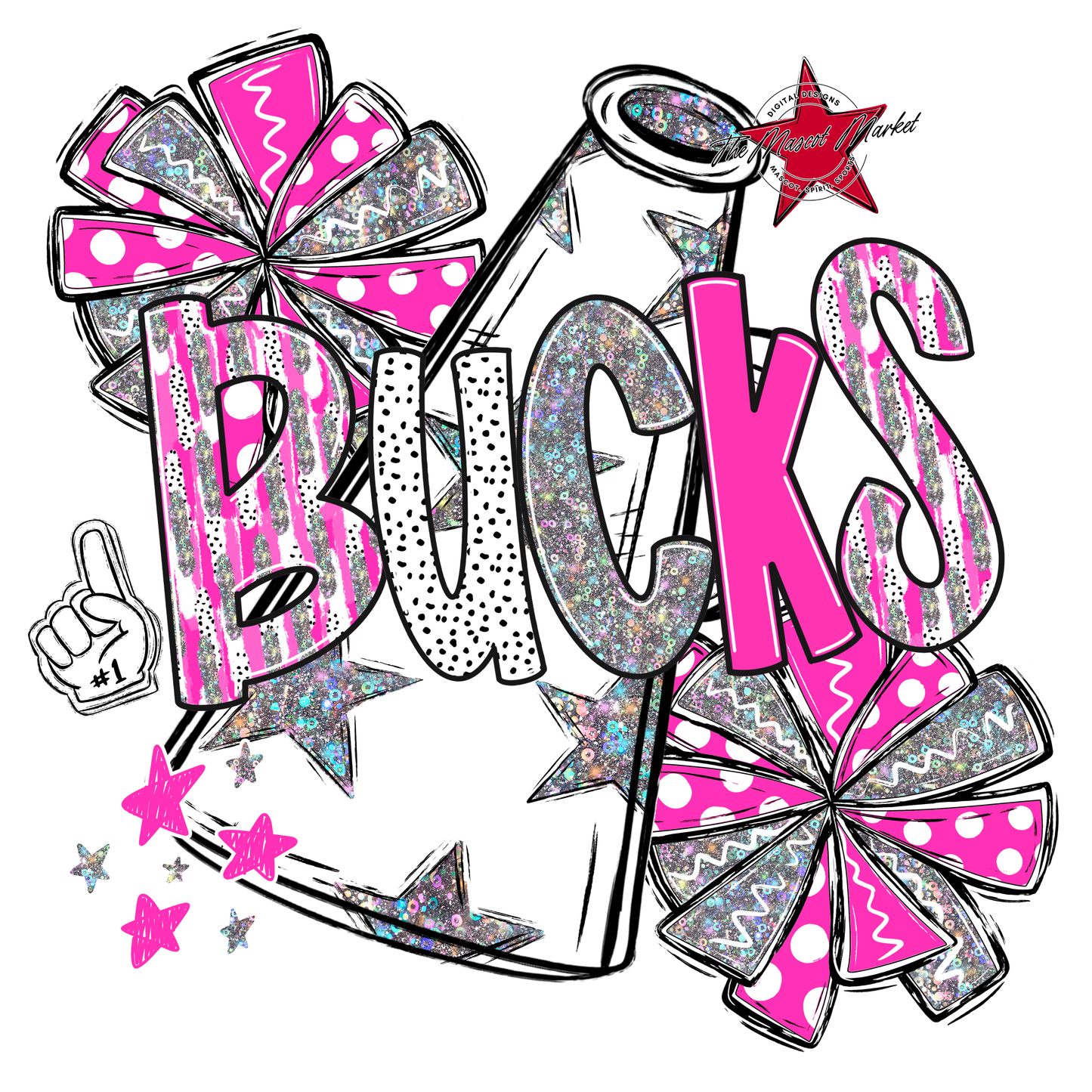 Bucks Cheer Megaphone Scrape-Pink