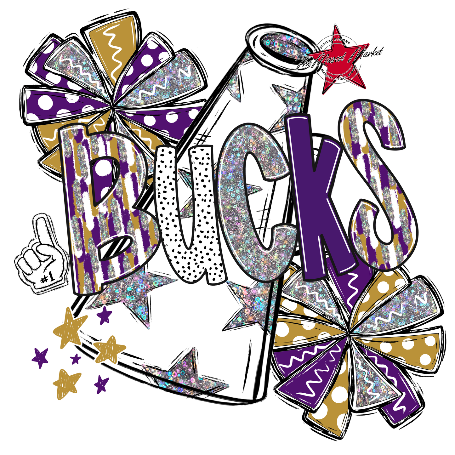Bucks Cheer Megaphone Scrape-Purple-Gold