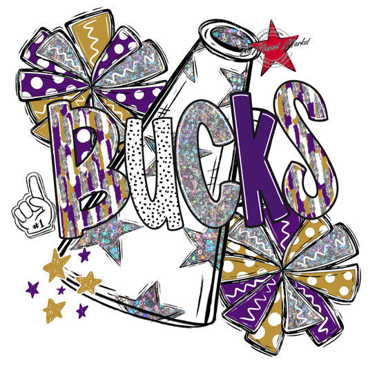 Bucks Cheer Megaphone Scrape-Purple-Gold
