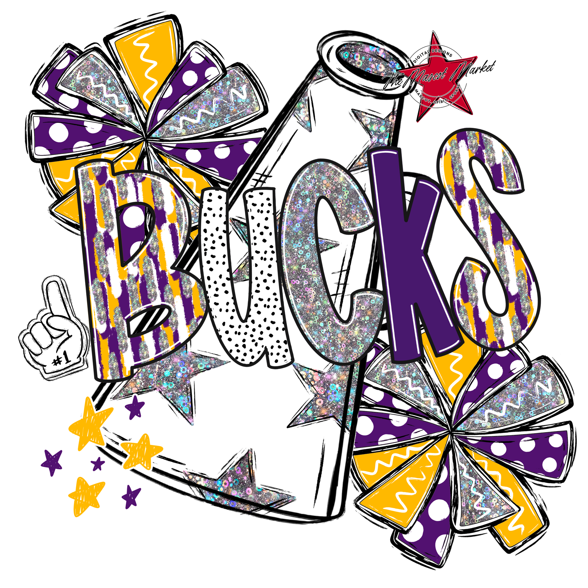 Bucks Cheer Megaphone Scrape-Purple-Yellow