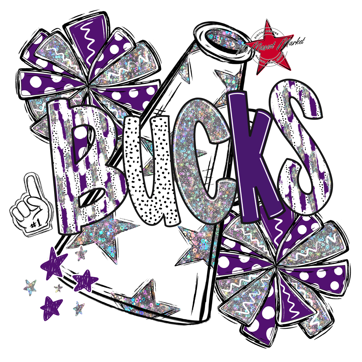 Bucks Cheer Megaphone Scrape-Purple