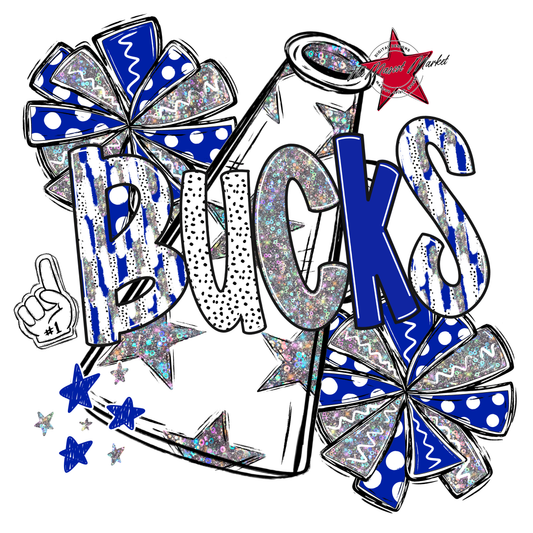 Bucks Cheer Megaphone Scrape-Royal Blue