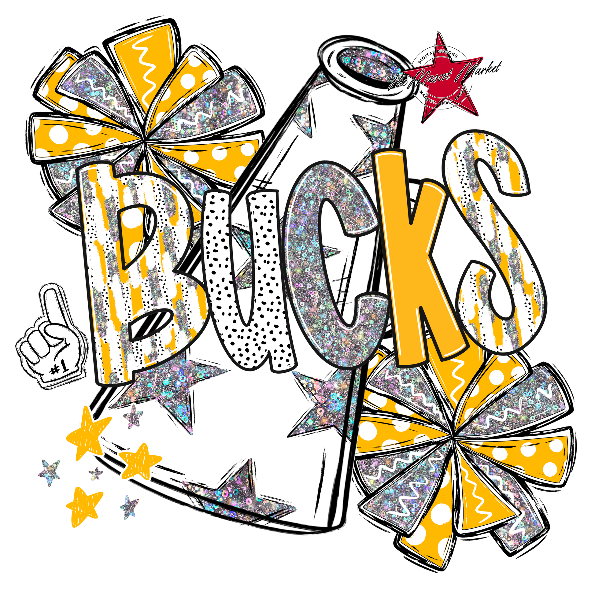 Bucks Cheer Megaphone Scrape-Yellow