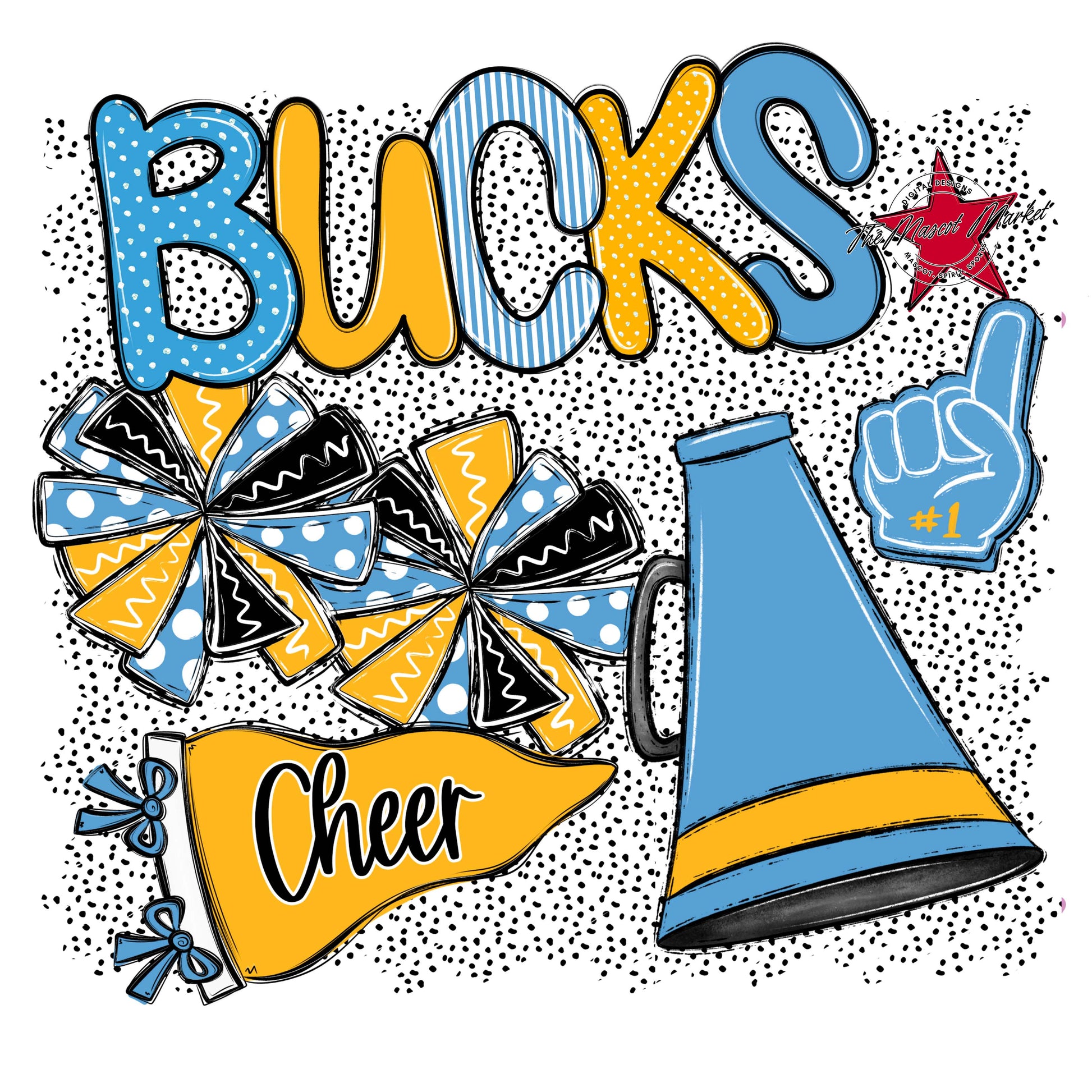 Bucks Cheer Spirit-Carolina Blue & Yellow