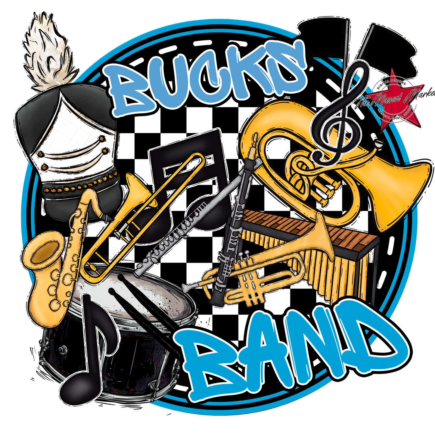 Bucks Circle Band Design-Carolina Blue