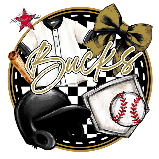 Bucks Circle Baseball Design-Gold