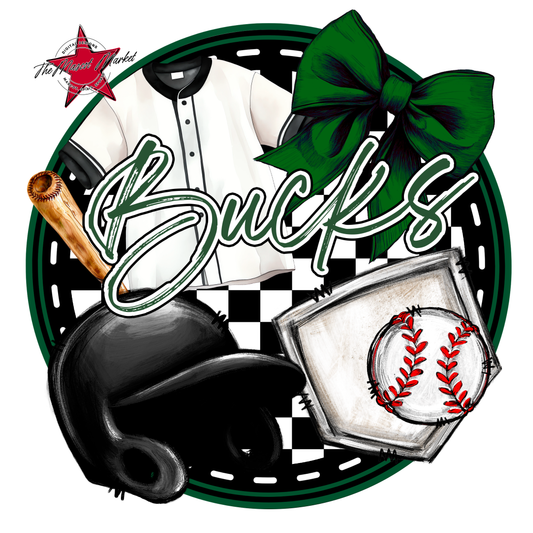Bucks Circle Baseball Design-Green