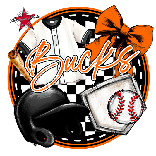 Bucks Circle Baseball Design-Orange