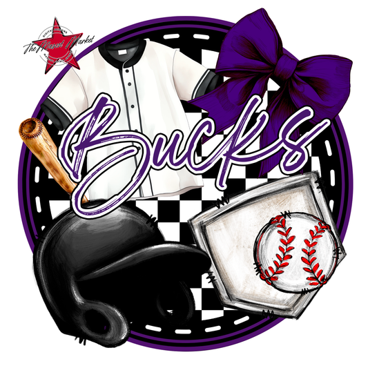Bucks Circle Baseball Design-Purple
