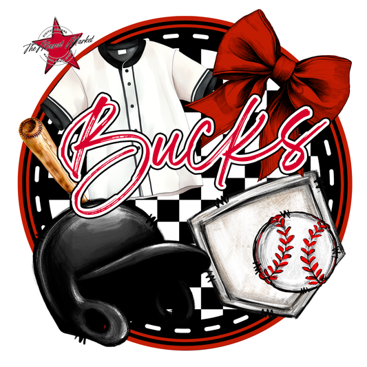 Bucks Circle Baseball Design-Red