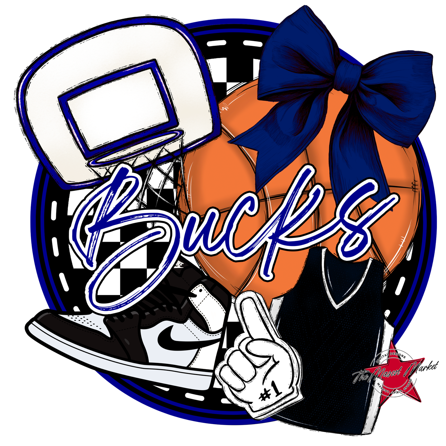 Bucks Circle Basketball Design-Blue