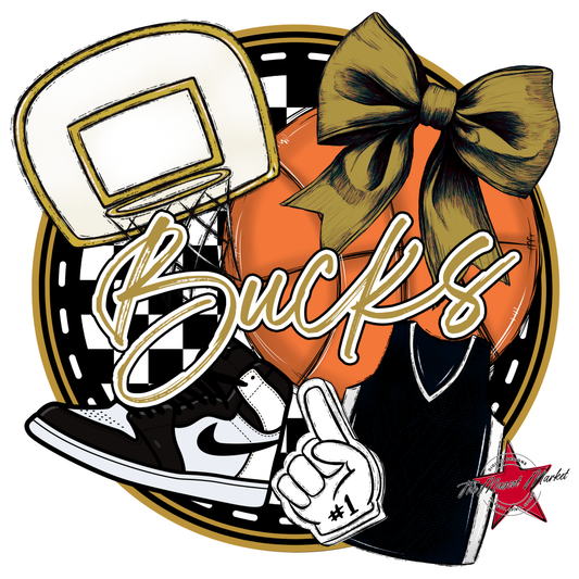 Bucks Circle Basketball Design-Gold