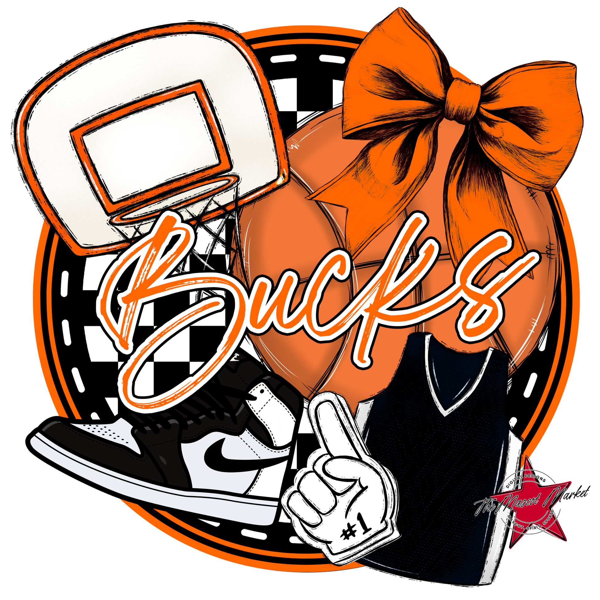Bucks Circle Basketball Design-Orange