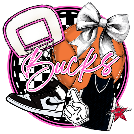 Bucks Circle Basketball Design-Pink