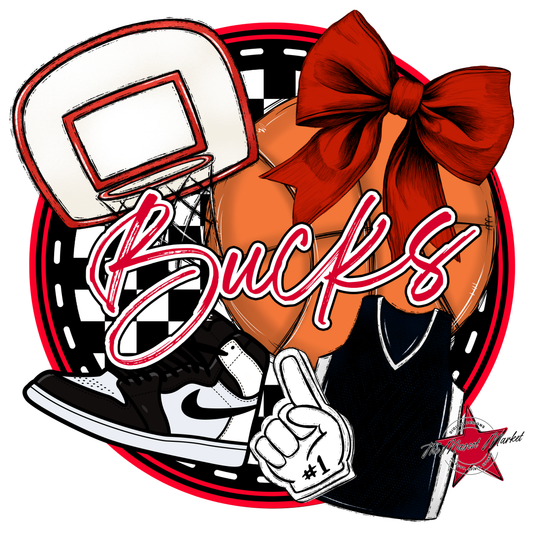 Bucks Circle Basketball Design-Red