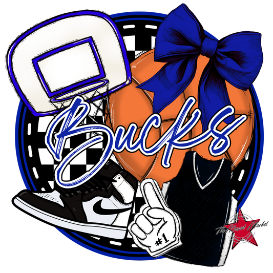 Bucks Circle Basketball Design-Royal Blue