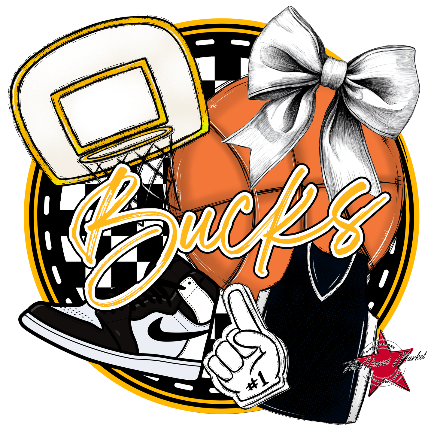 Bucks Circle Basketball Design-Yellow