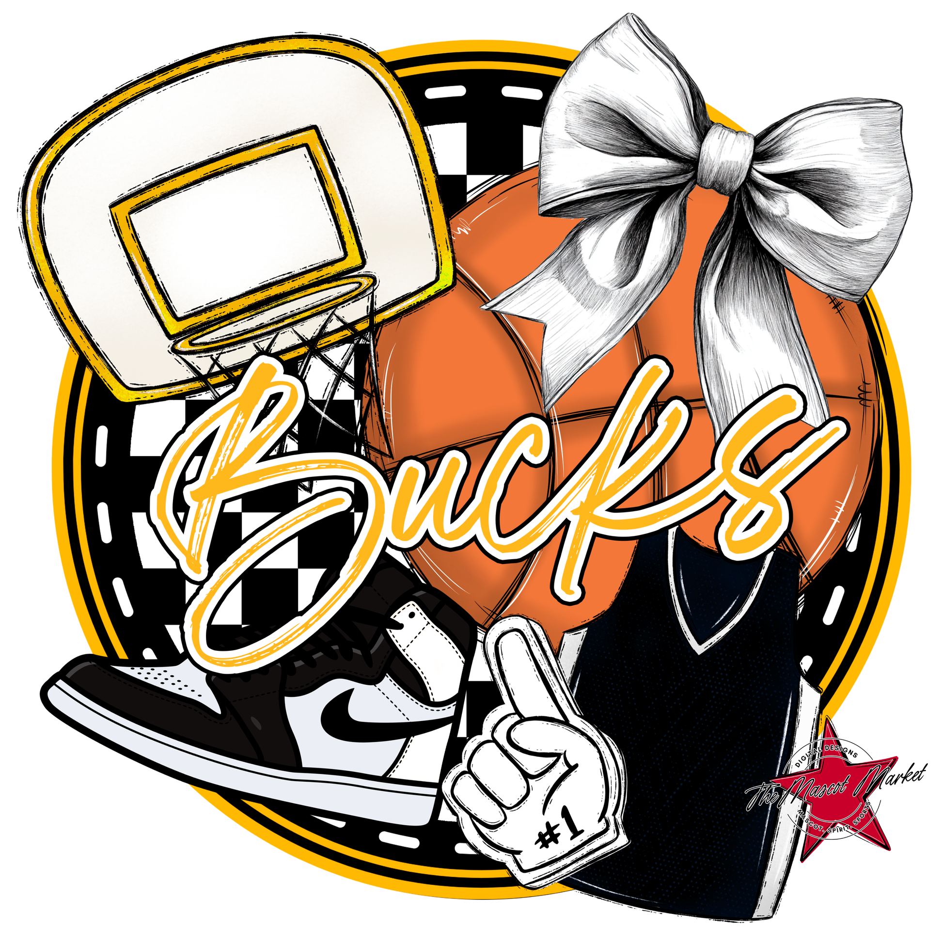 Bucks Circle Basketball Design-Yellow