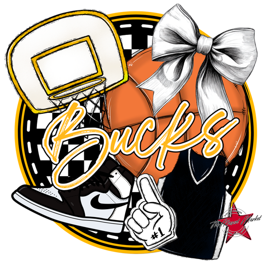 Bucks Circle Basketball Design-Yellow