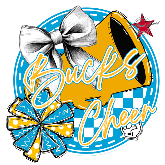 Bucks Circle Cheer Design-Carolina Blue-Yellow